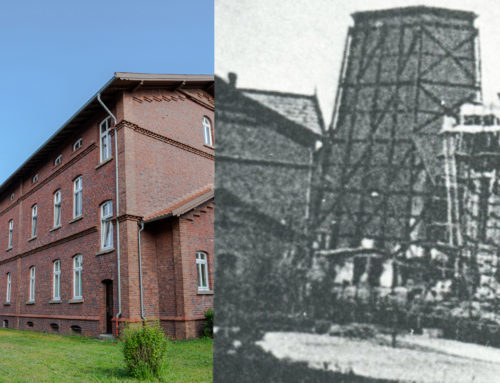 Heute und früher: Der Blick hinter den Backstein von Gebäude 11 und 12